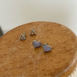 Heart and Triangle Stud Earring Set